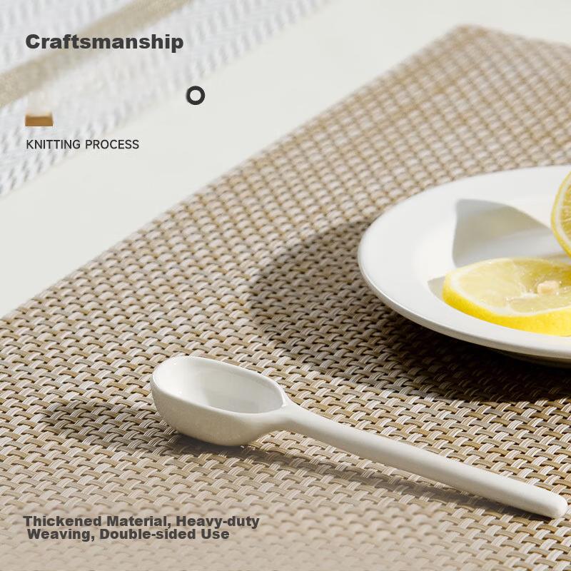 Quatrefoil Table Mat, Western Dining Mat, Heat Insulation Pad, Pot Holder, Anti-Scalding Coffee Table Cloth, Placemat, Beige, 2-Piece Set