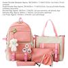 5Pcs School Bags Set Large Capacity Shoulder Bag Stationery Bag Coin Purse Canvas Student Bags Set for Boys Girls Pink