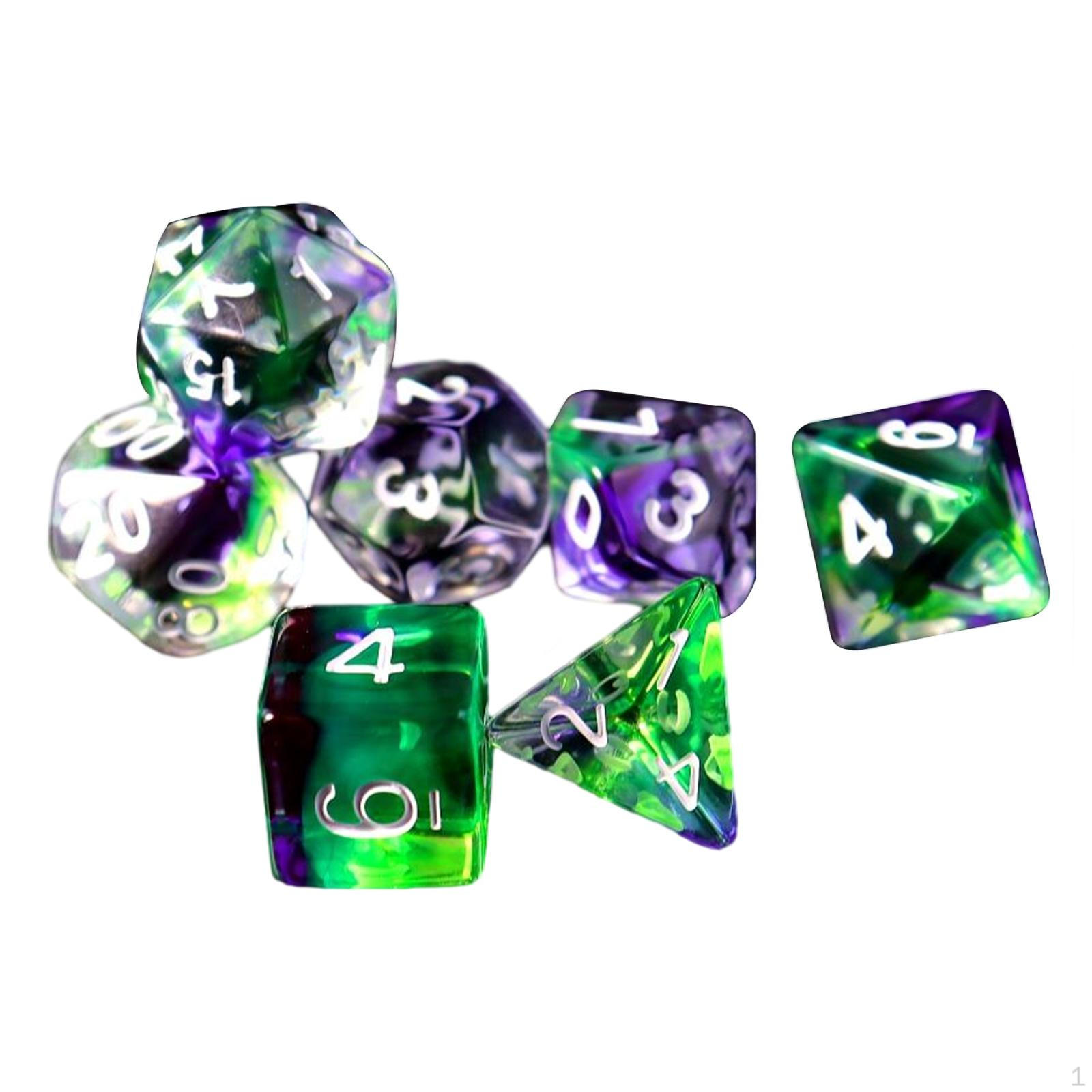 7 штук многогранных кубиков из многогранного акрила для карточных игр Blue Green