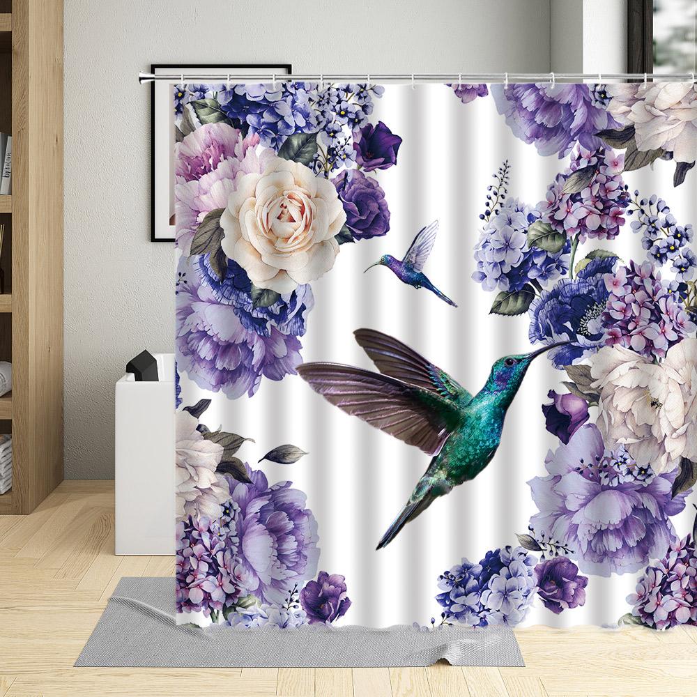 Leaves Shower Curtain Watercolor Tree Branch Leaf Vine Plant Bath Curtain Modern Fabric Nordic Bathroom Decor