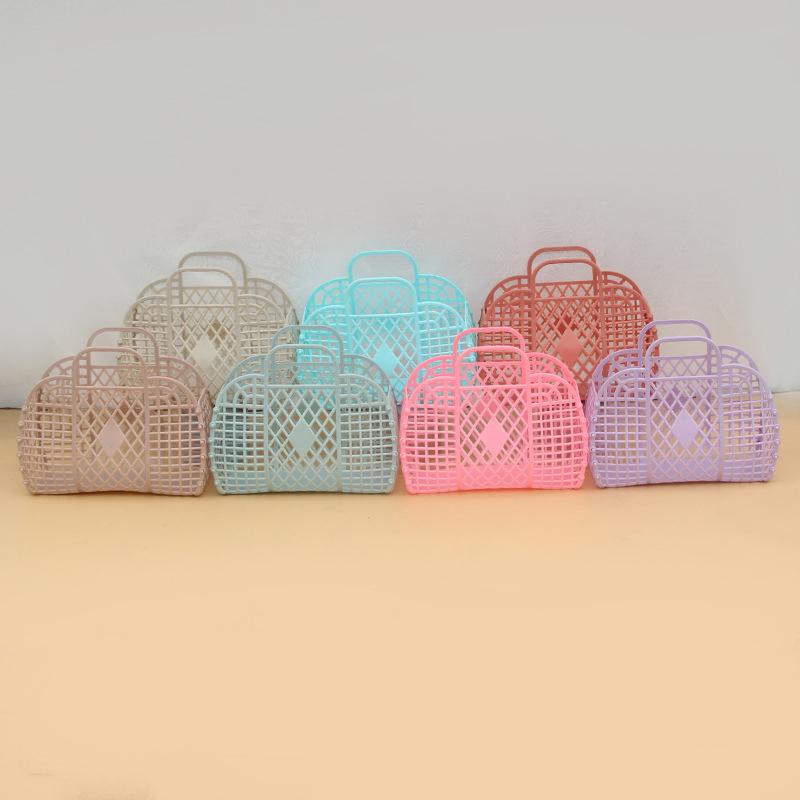 Plastic Portable Shopping Basket Fruit Vegetable Basket Bathroom Organizer Sundry Storage Foldable Bath Basket Soft