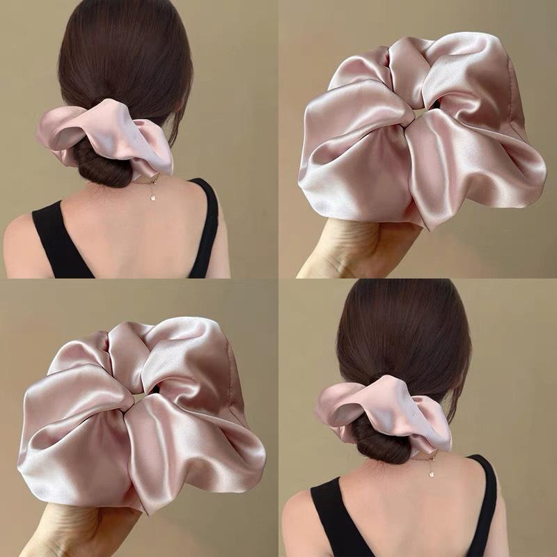 Large Satin Scrunchies Oversized Jumbo Scrunchy Sleeping Giant Muslim Elastic Volumizing Neat Stitching Hair Tie Scrunchie