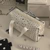 White Blue Color Star Polka Dot Tote Pencil Case Instagram Aesthetic Cute Pen Bag for Kids Large Capacity Stationery Organizer