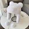Women's Cute Ear Bucket Winter Warm Hat with Panda Color Faux Rex Rabbit Fur Casual Character Style for Girls Adults