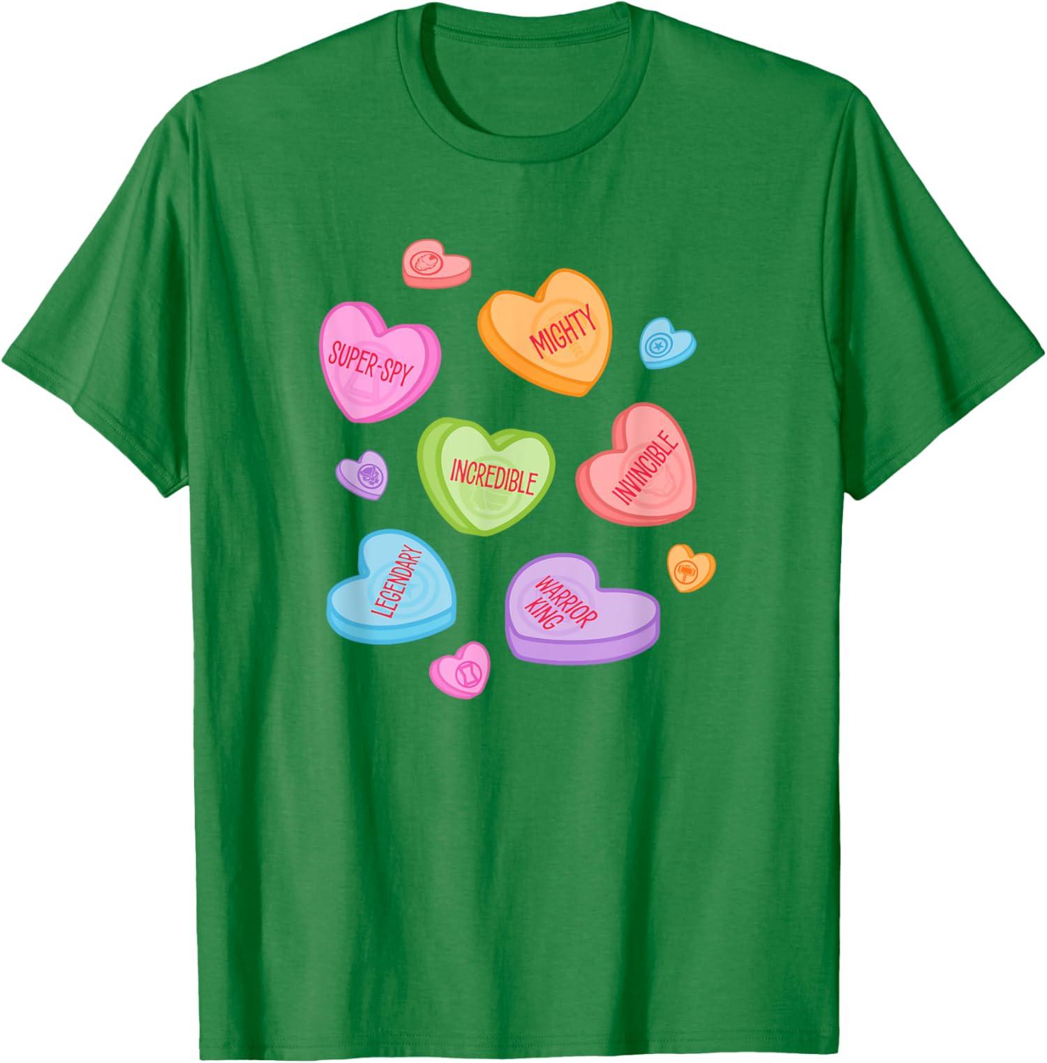Avengers Candy Hearts Valentines Day Lover T-Shirt S