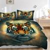 3pcs Tiger Print Duvet Cover Set, Cover For Bedroom Guest Room (1 Duvet Cover + 2 Pillowcase, Without Quilt),  yy250922135
