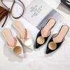Fashion Women Solid Leather Slippers Flip Flops Ladies Shoes Metallic Decoration Mules Brand Lazy Slides