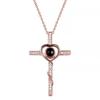 100 Languages 'I Love You' Projection Cross Necklace - Titanium Steel and Copper Clavicle Chain Pendant