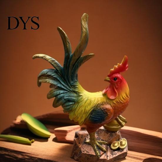 Decorative Rooster Sculpture Resin Statue, Auspicious Ornament, Farmhouse Chicken Decor for Home Indoor Tabletop Garden Courtyard Desktop Craft Gift