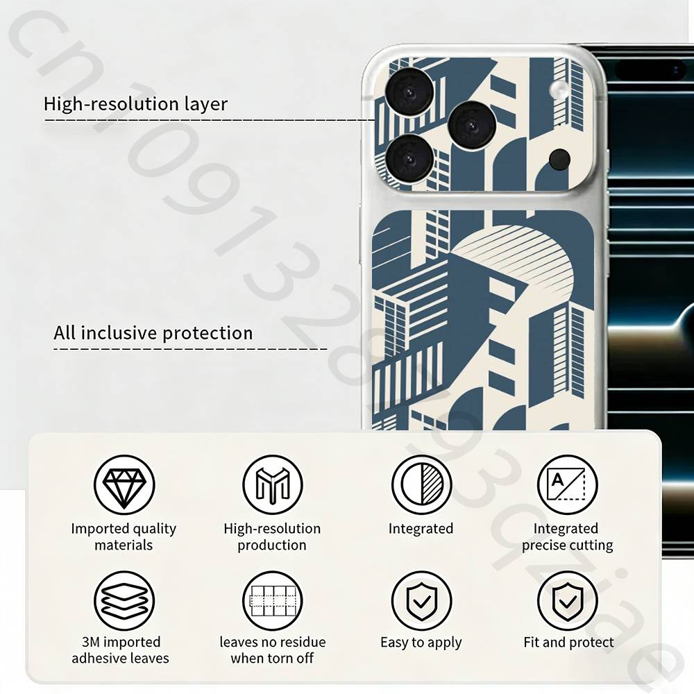 Bauhaus Exhibition For iPhone 17 pro Max /17 pro Full Cover Decal Skin Wrap 3D Colorful Rear Protective Sticker Film