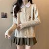 Women's Slimming Polo Neck Cardigan Sweater - College Style Short Knitwear for Spring/Autumn 2025