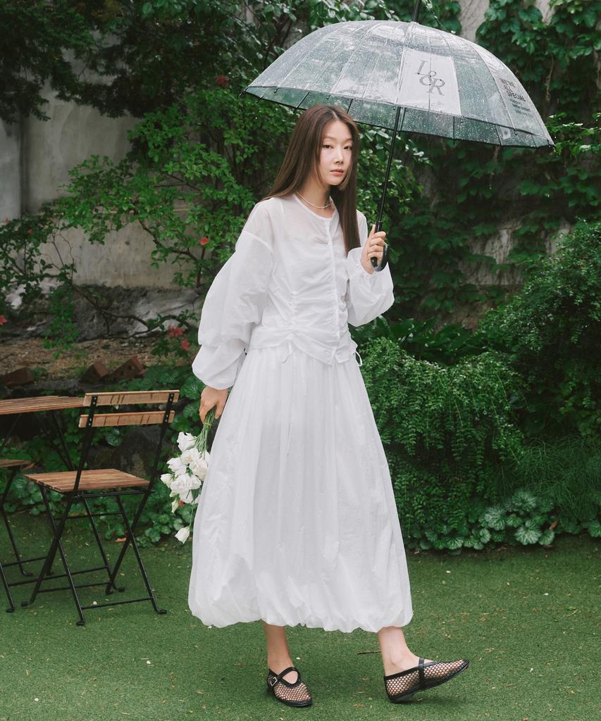 Rosiro Balloon Long Skirt White