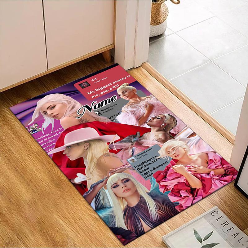 Custom Name Bold Fashion Lady-Gaga Rug Game Carpet, Floor Mat for Bedroom Living Room Entryway Rug, Home Decor Idea Gift for Christmas birthday