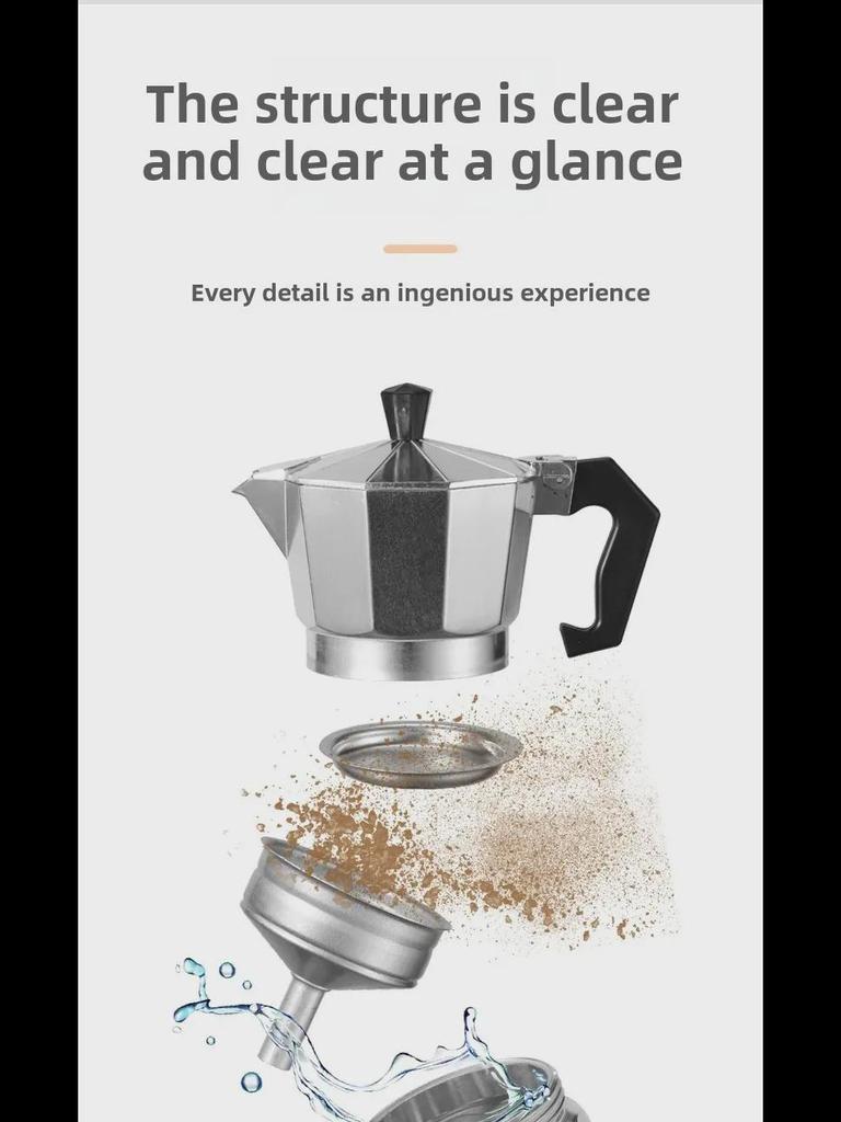 Achteckiges Moka-Espresso-Kaffeemaschinen-Set aus Aluminium für den Außenbereich