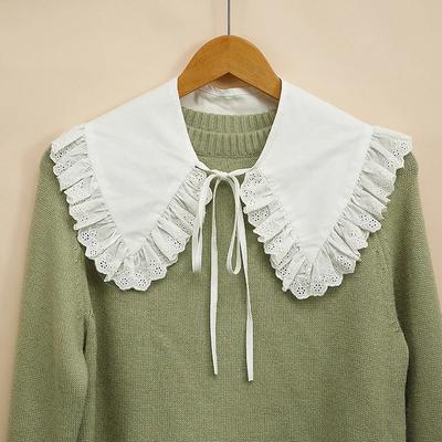 Baumwolle Weiß Revers Falscher Kragen Schal Mädchen Rüschen Halbes Hemd Schal Wickel Revers Abnehmbare Kragen Halskette Falscher Kragen
