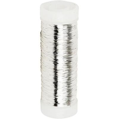 Fio metálico - Prateado - 0,2 mm - 110 m - Brilhante - Artesanato e joias