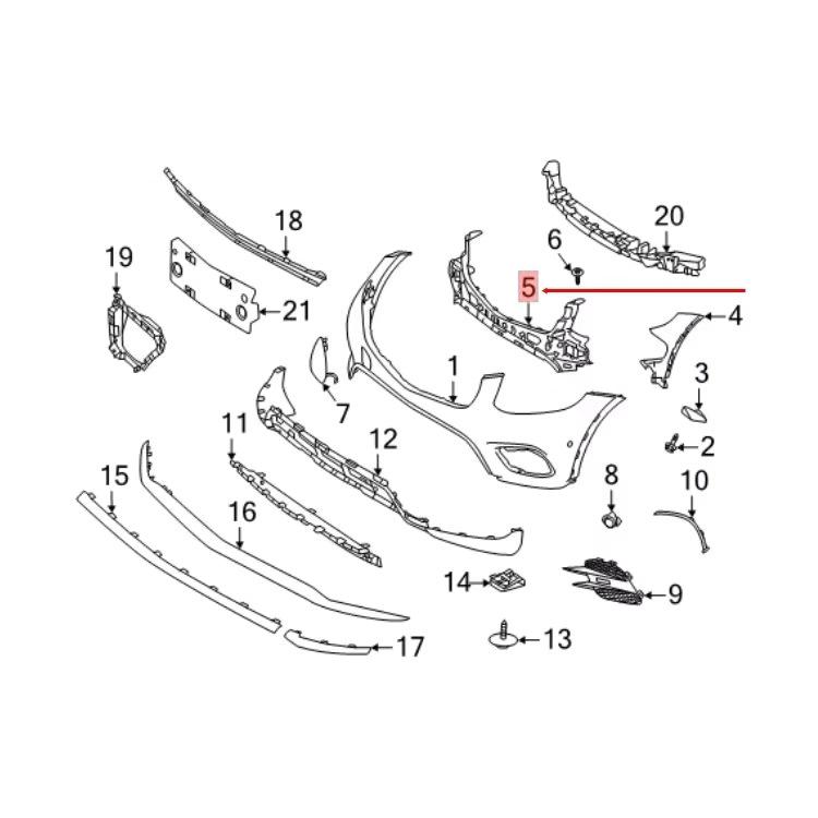 Stöd för främre stötfångarkåpa för Mercedes-Benz W253 (2020-2021)
