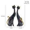 European Style Faux Wood Grain Cat Figurine - Valentine's Day Resin Craft Decor