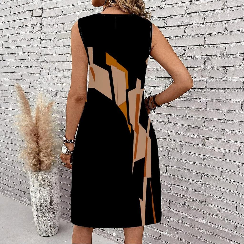 Plus Size V Neck Sleeveless Misty Bamboo Forest Brook Print For Peaceful Zen Getaway