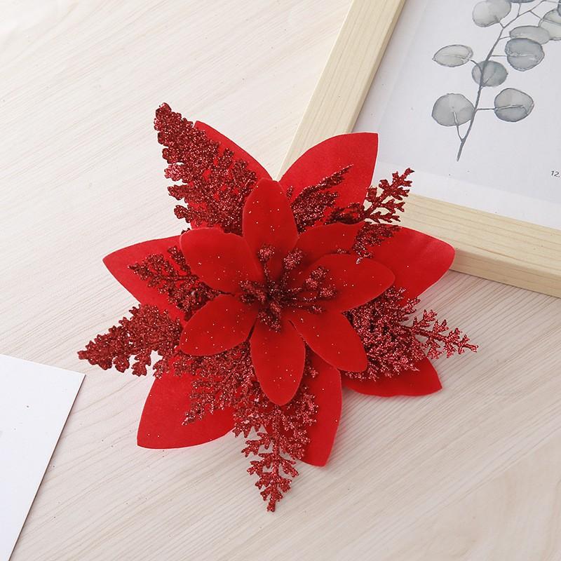 Plastic Christmas Flower Decorations Tree Ornamentation Festive Holiday Party Home Xmas Decoration Supplies
