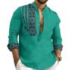 Deelmo Men' Cotton Blend Mandarin Collar Self One Design Full Sleeve Casual Short Kurta (Large, Rama)