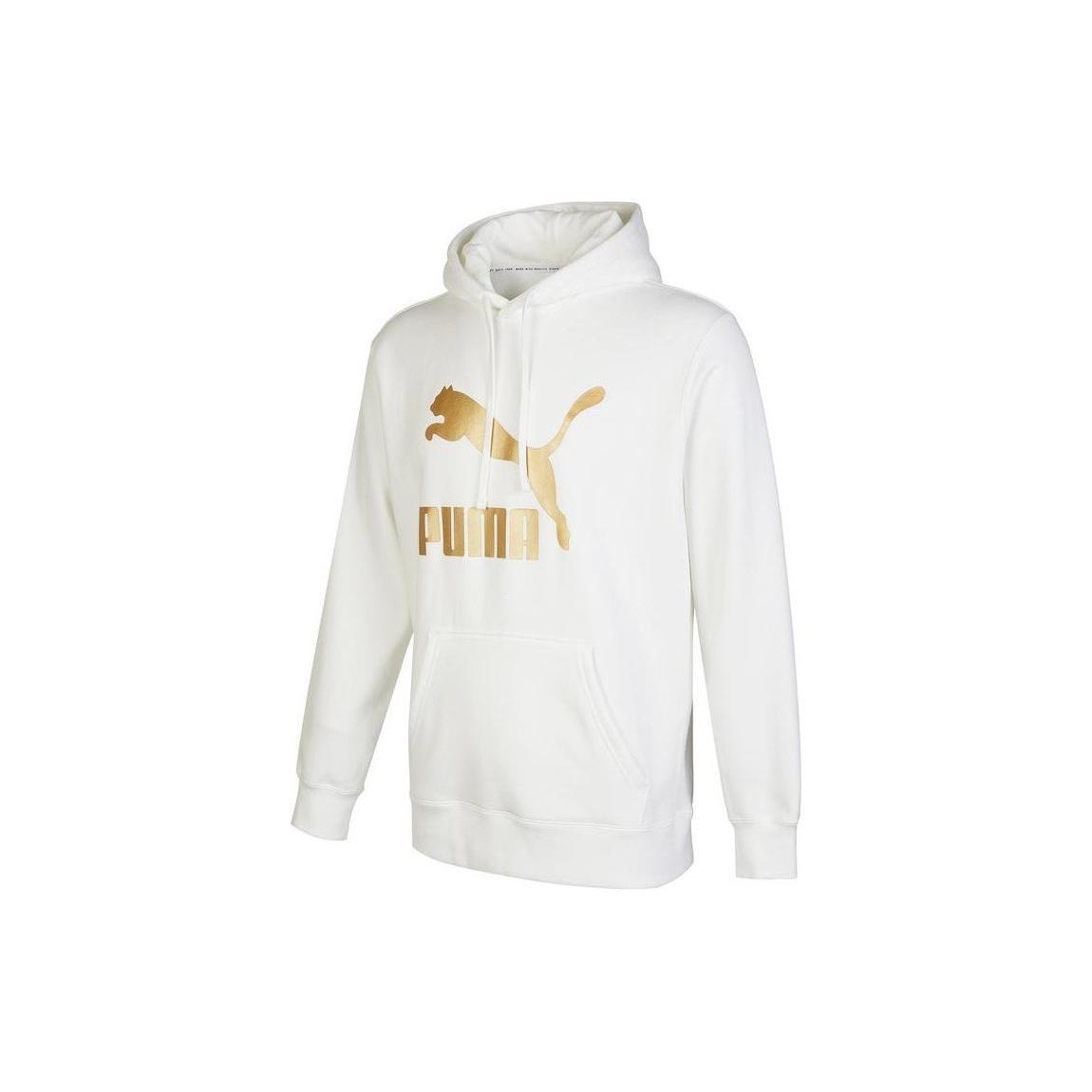 PUMA Classics Metallic Regular Fit Hoodie White Men s 537678-02 L