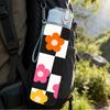 1PC Checkerboard Color Daisy Flower Print 750ml Color Plastic Sports Water Bottle Leakproof Flip Straw Lid Suitable for Sports Office Home Use