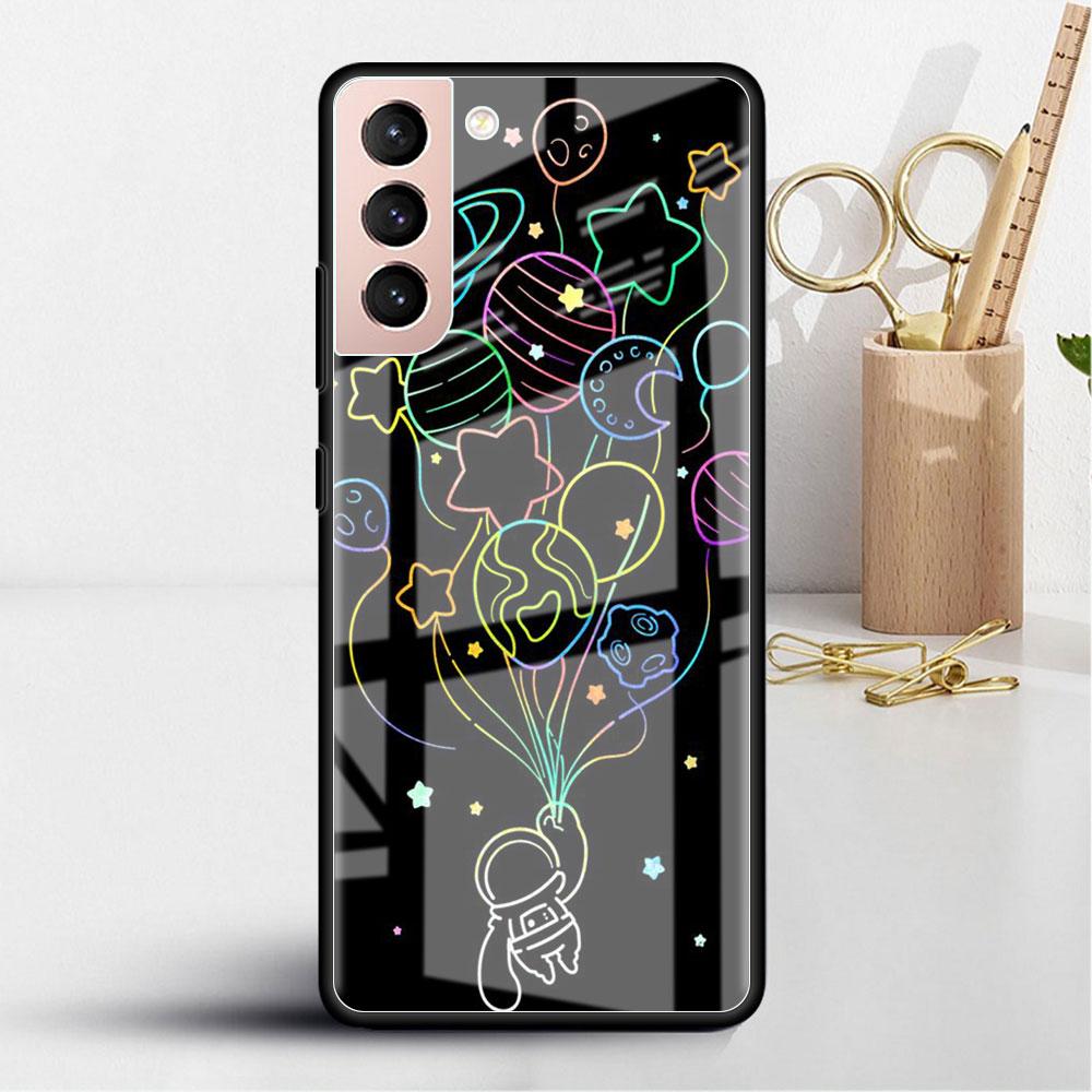 Glass Case For Samsung Galaxy S22 S20 FE S21 5G S10 S9 Plus Note 10 20 Lite Tempered Phone Cover Star Cloud