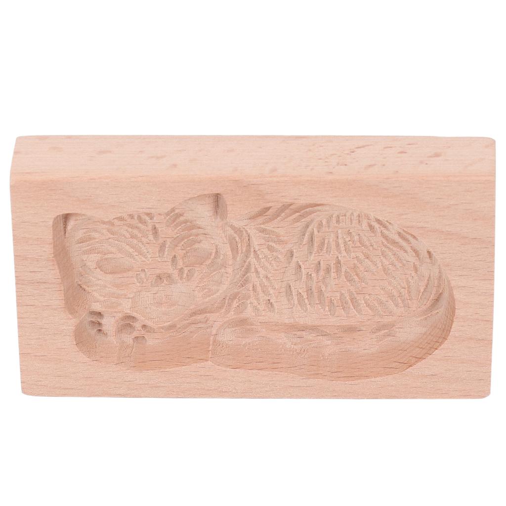Animal Cookie Mold Lovely Vivid Wooden Biscuit Press Stamp Easy Demoulding Smoothly Cookie Mold Cat
