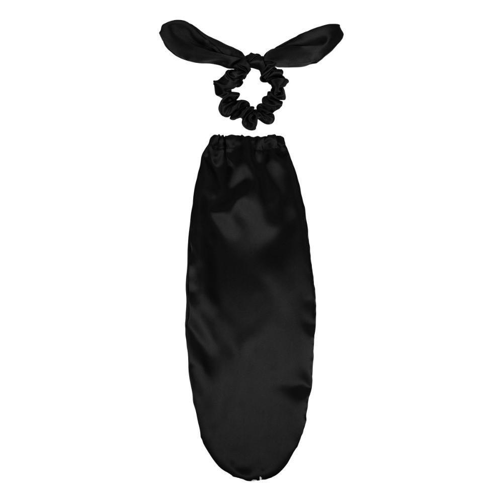 

с резинкой для волос, для длинных волос, шапочка для сна, мягкий мешочек для питания волос, новая шапочка для сна для ежедневного использования, ночная чёрный