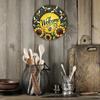 Vintage Bee Welcome Wreath Metal Wall Sign 8x8 Inch Rustic Aluminum Decor Outdoor Plaque For Front Door Porch Home