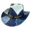 Retro Denim Splicing Top Hat Ethnic Style High-End Jazz Hat Sunshade Sunscreen Hat Tide