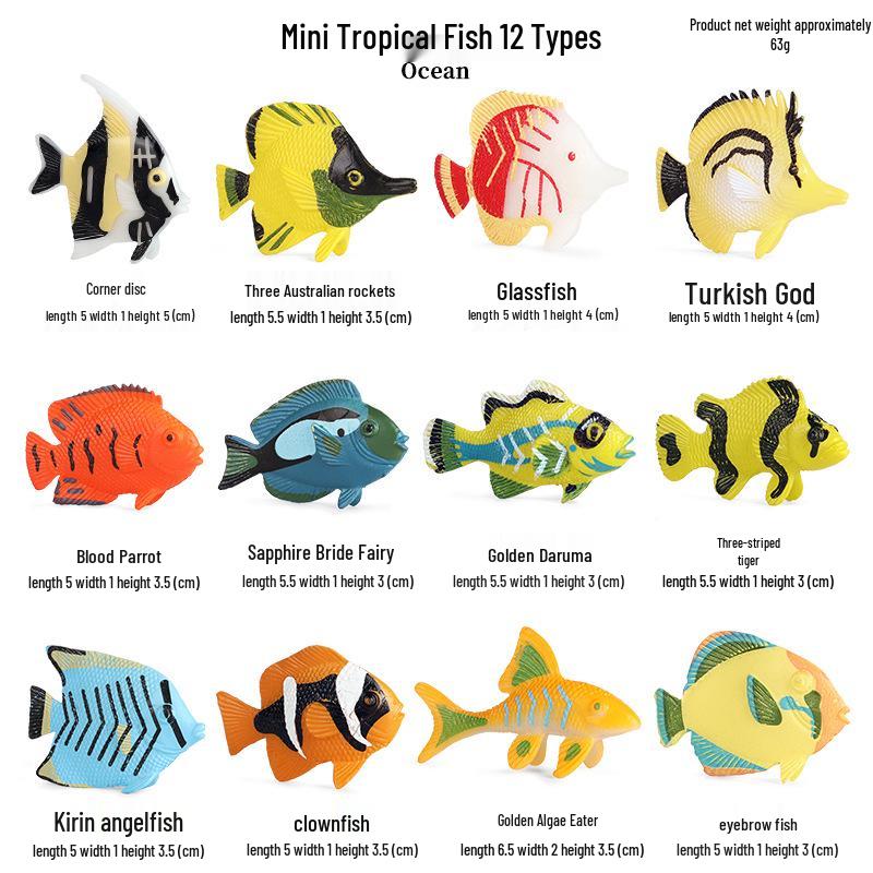 Children s Tropical Marine Animal Model Toy Set - Clownfish & Angelfish Ornaments for Fish Tanks