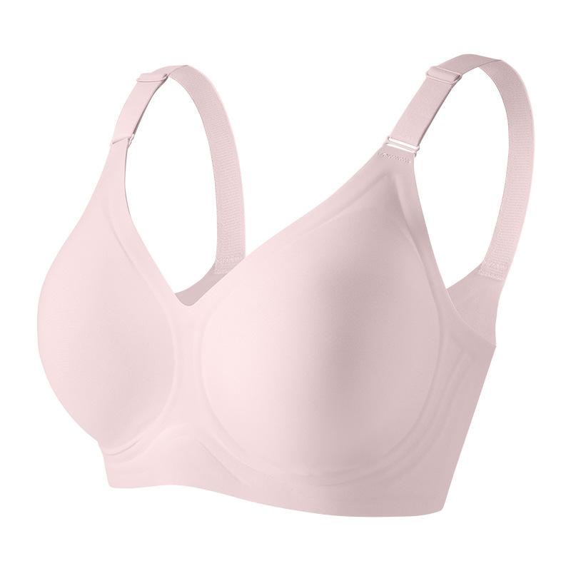 European Plus Size Wireless Seamless Bra for Women Deep V Wavy Edge Soft Support Gathered Anti-Sagging Cutout Back Intimates
