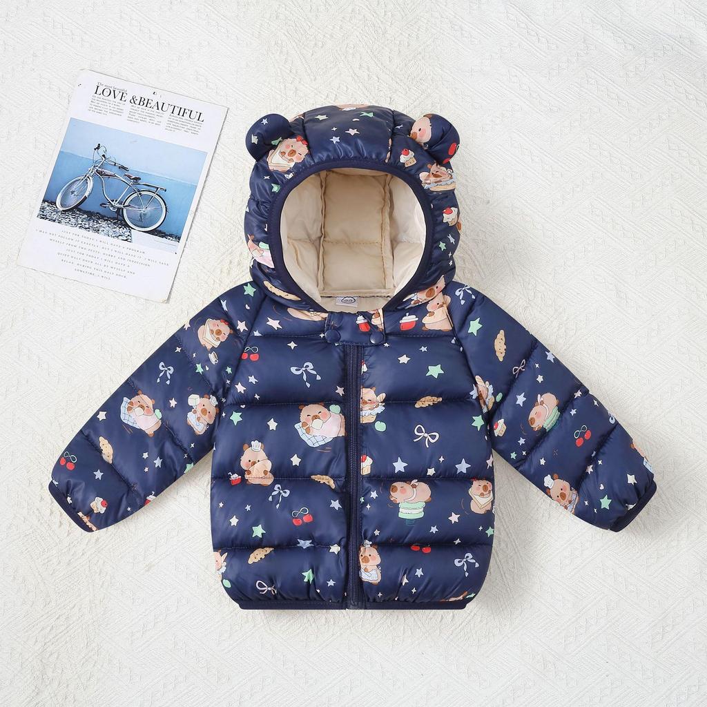 Children's Lightweight Autumn/Winter Cartoon Down Cotton Jacket for Boys and Girls - Small/Medium, Thickened Outerwear.