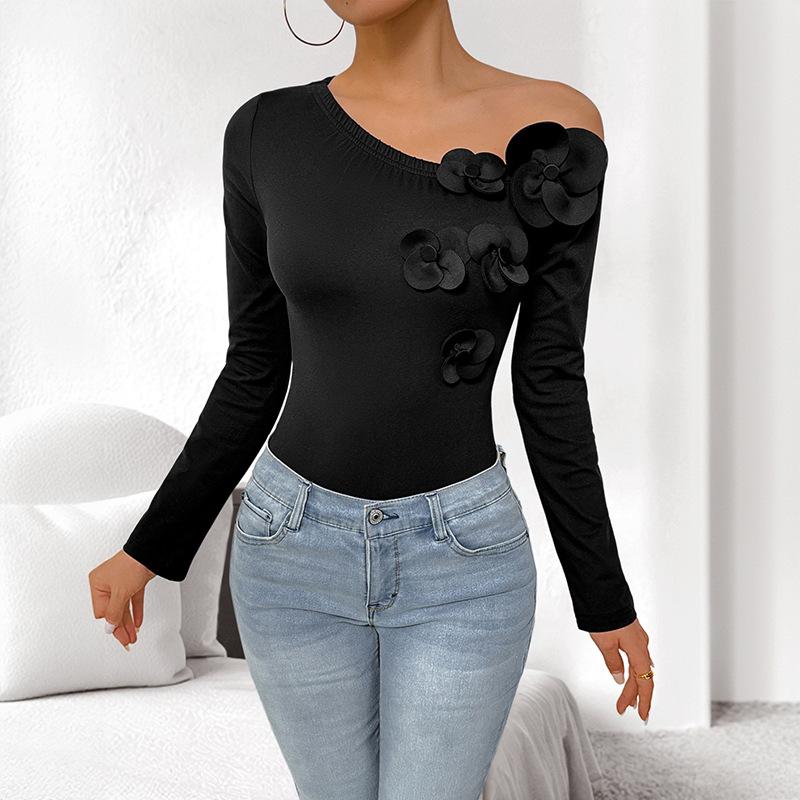 

Чистая и Горячая Девушка в Объемном Платье с Косым Воротником, Открытым Плечом, Холтер, С Длинными Рукавами, Облегающего Кроя XL чёрный