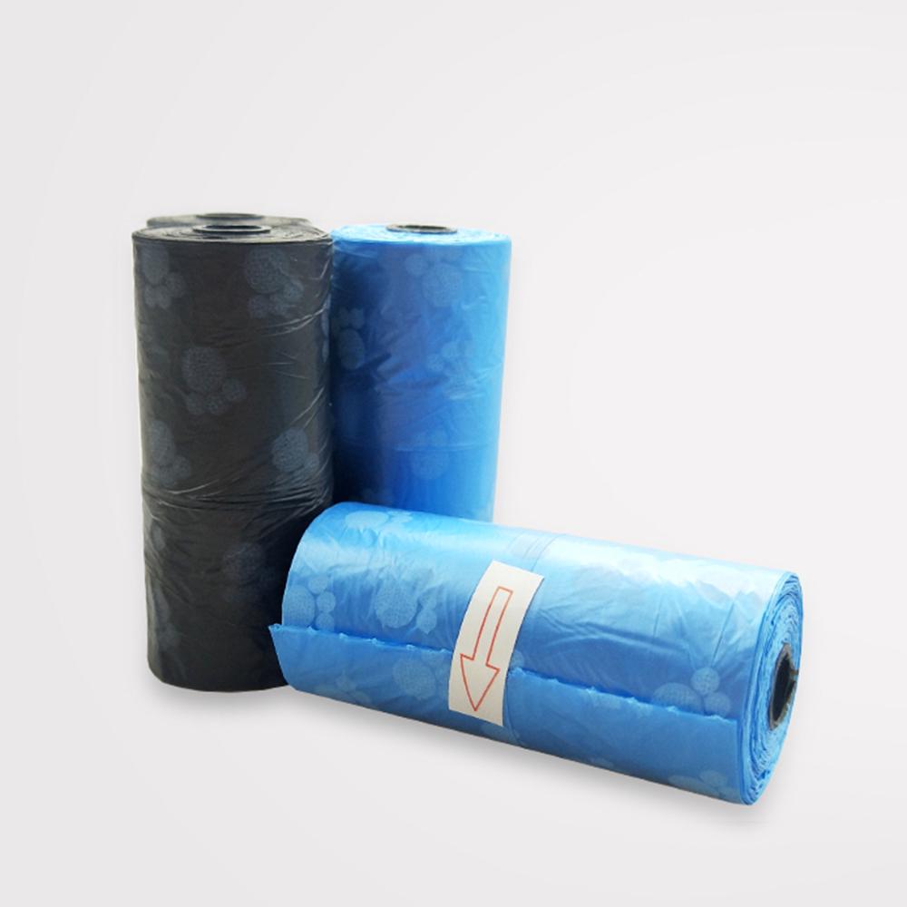 15 Pcs Pet Dog Waste Poop Bags with Printing Footprint Pattern Design Clean-up Garbage Waste Bag