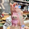 Cute Cartoon Electroplated Keychain Silicone Three-dimensional Leather Rope Doll Couple Grab Machine Bag Pendant