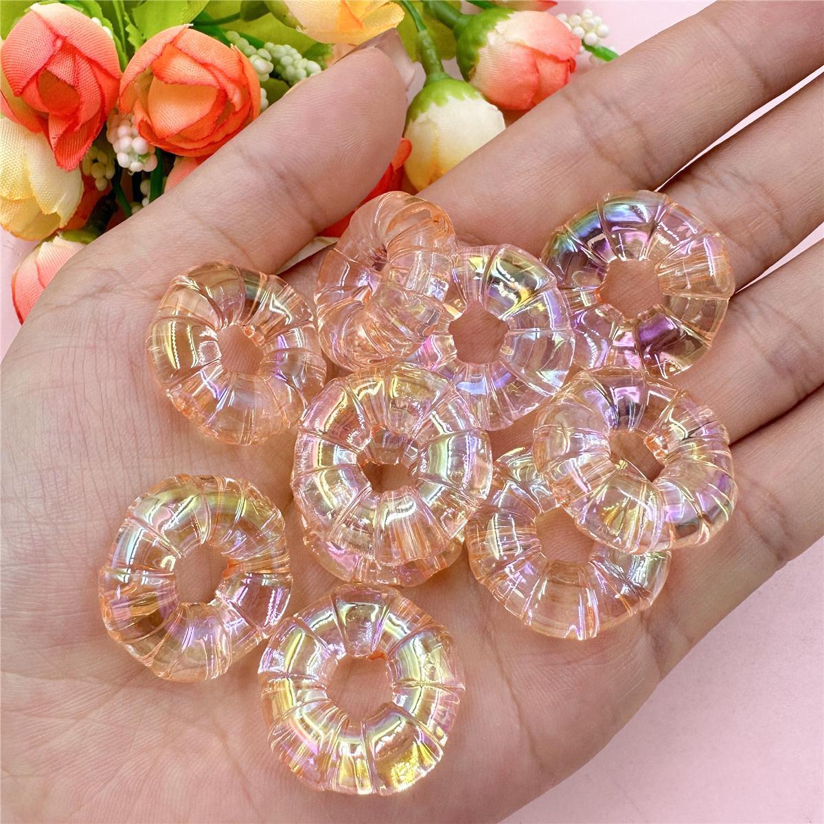 

Товары для дома и вечеринок 24,2 мм, модный ювелирный материал «сделай сам», акрил, браслет с большой апертурой, ожерелье, аксессуары, 10 шт., бусины в виде пончиков высокой прозрачности оранжевый