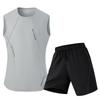 Men's Summer Ice-Cooling Sports Set: Short-Sleeved T-shirt & Sleeveless Vest with Shorts