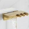 Tuqiu Set Doccia Vasca da Bagno Grigio Montaggio a Parete Rubinetto per Vasca da Bagno Oro Spazzolato Miscelatore per Vasca e Doccia a Cascata per Bagno Ottone Nuovo