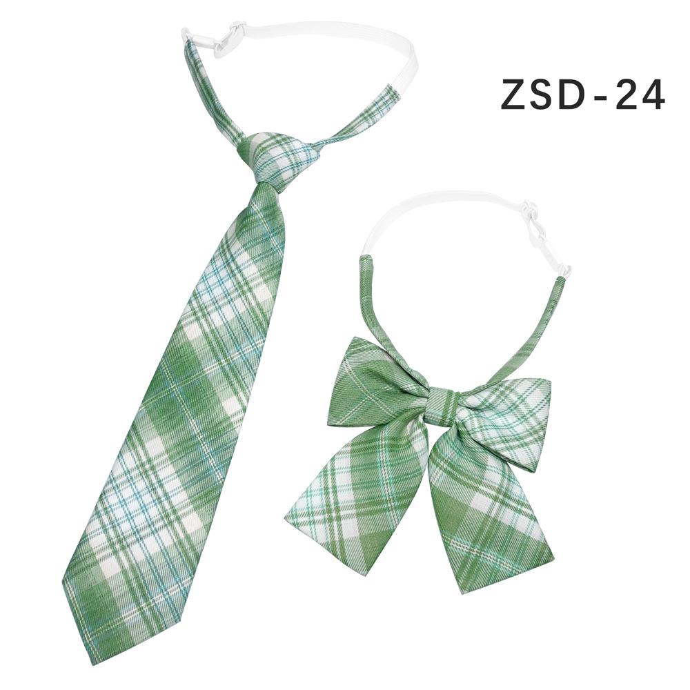 Unisex JK Collar Plaid Bowknot Flower Set - Polyester Cotton Student Uniform Accessory