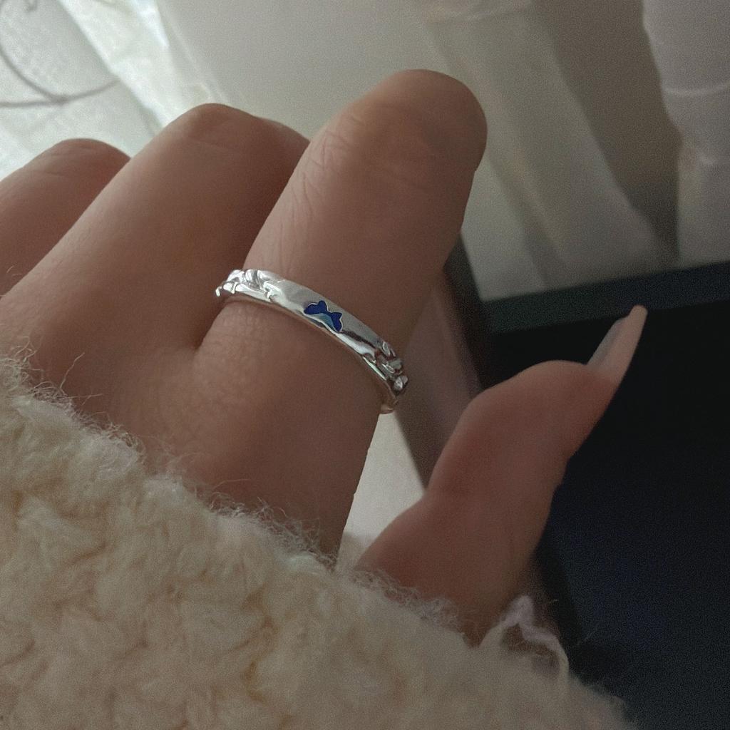 Copper Rings For Women Couple Minimalist Handmade Simple Blue Butterfly Ring Fine Jewelry Gift Prevent Allergy