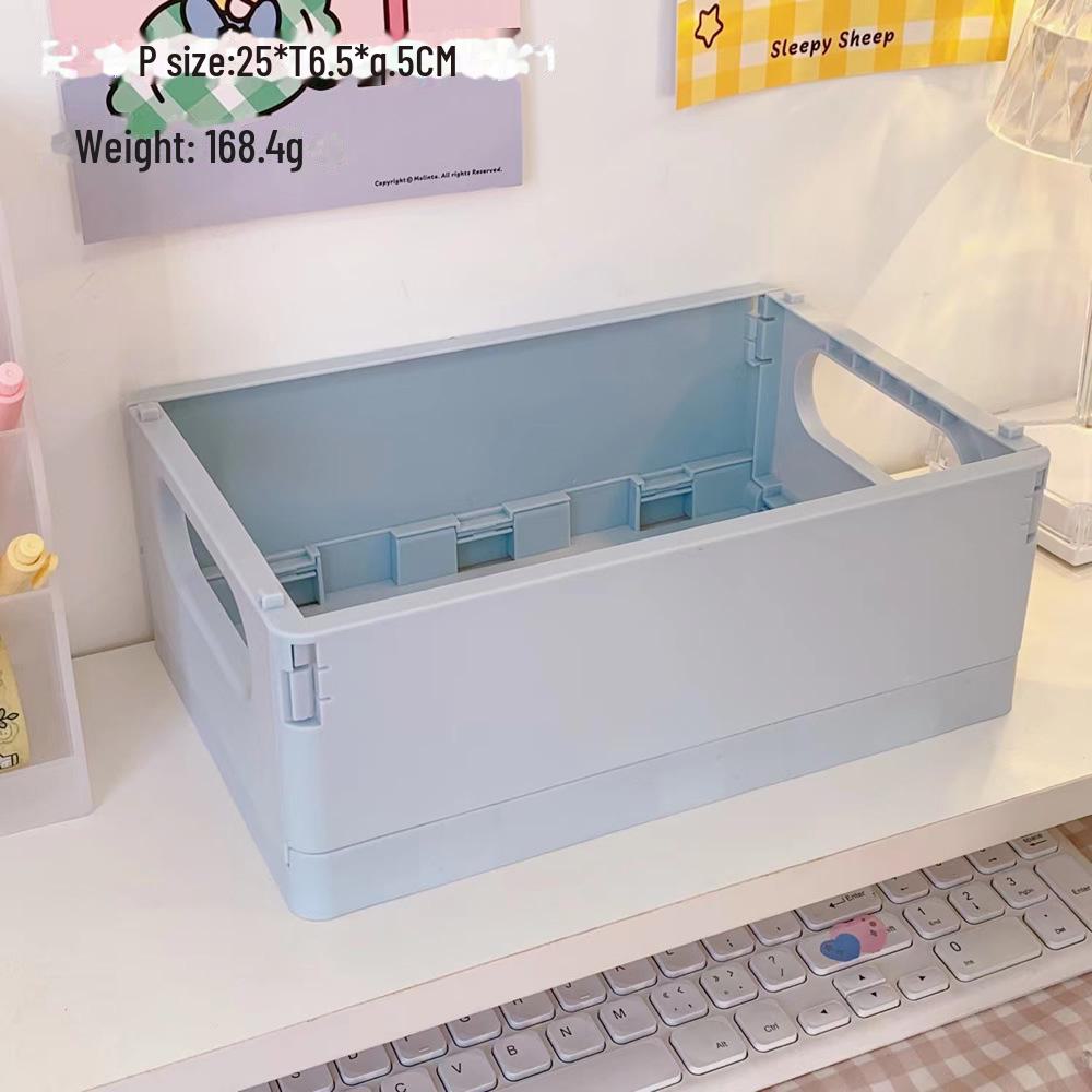 Korean Mini Folding Storage Box - Compact Organizer for Desktop, Stationery, and Skincare Essentials