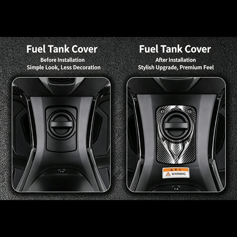 Motorcycle Tank Trim Accent Panel for the Fuel Cover Zone, Carbon Pattern Finish for NMAX155 2020-2024, Shaped Part for