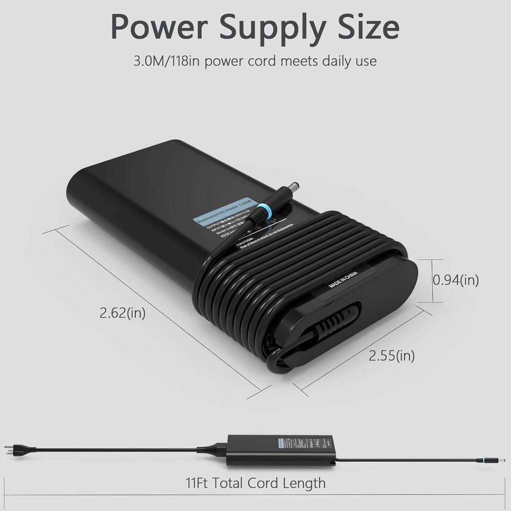 Replacement Dell 130W AC Adapter for Dell Inspiron 16 Plus 7640 7620 7630 Business Laptop,Dell Inspiron 14 16 Plus 7420 7430 7510 XPS 15 17 9730 9640