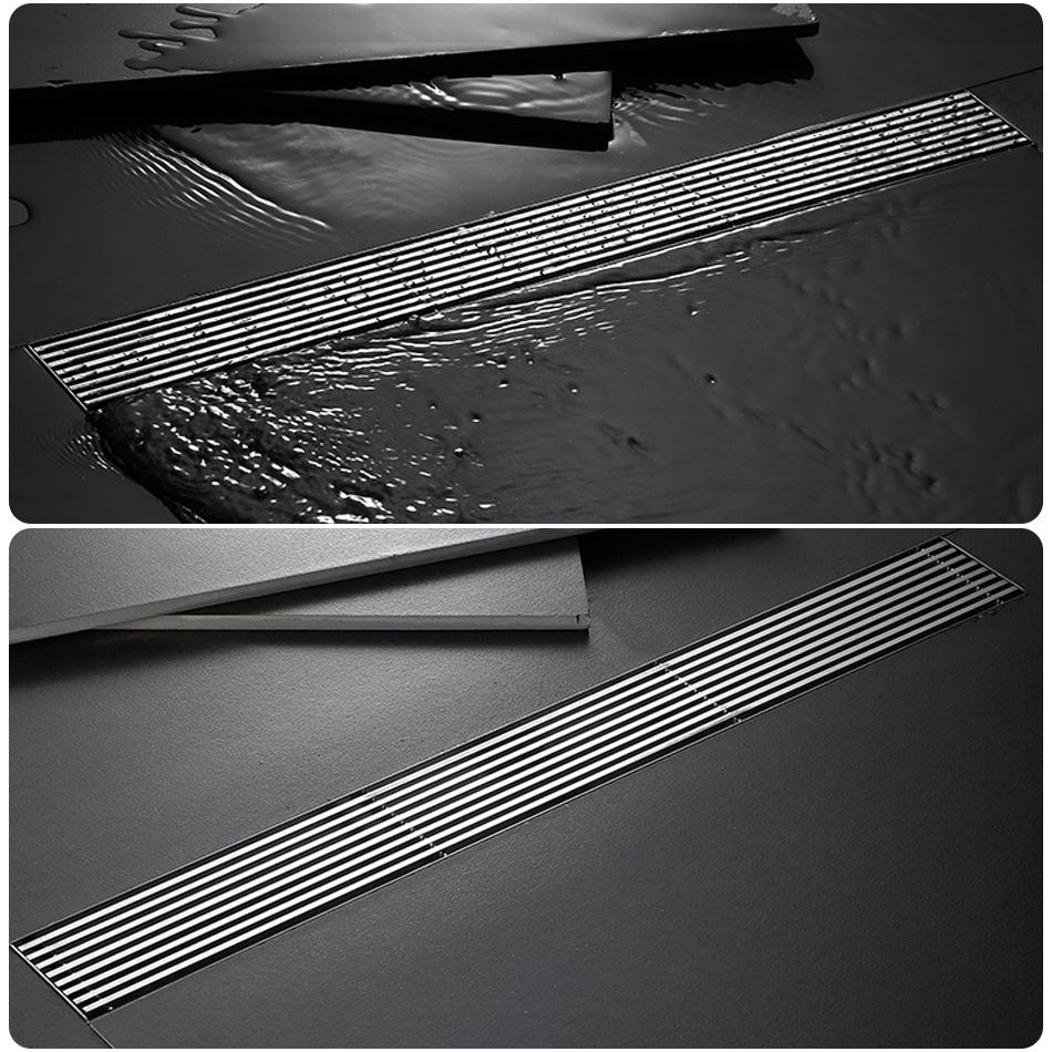 Badezimmer-Bodenablauf USU304 Edelstahl Streifen Rechteck Dusche Lange lineare Entwässerung Seitenbodenabläufe für Küchentoiletten