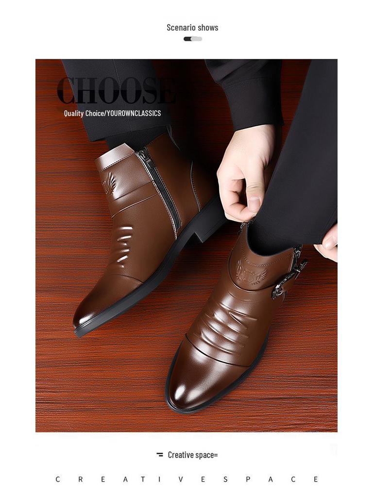 2025 Winter Men's Plus Size British Leather Chelsea Martin Boots - Formal & Fashionable