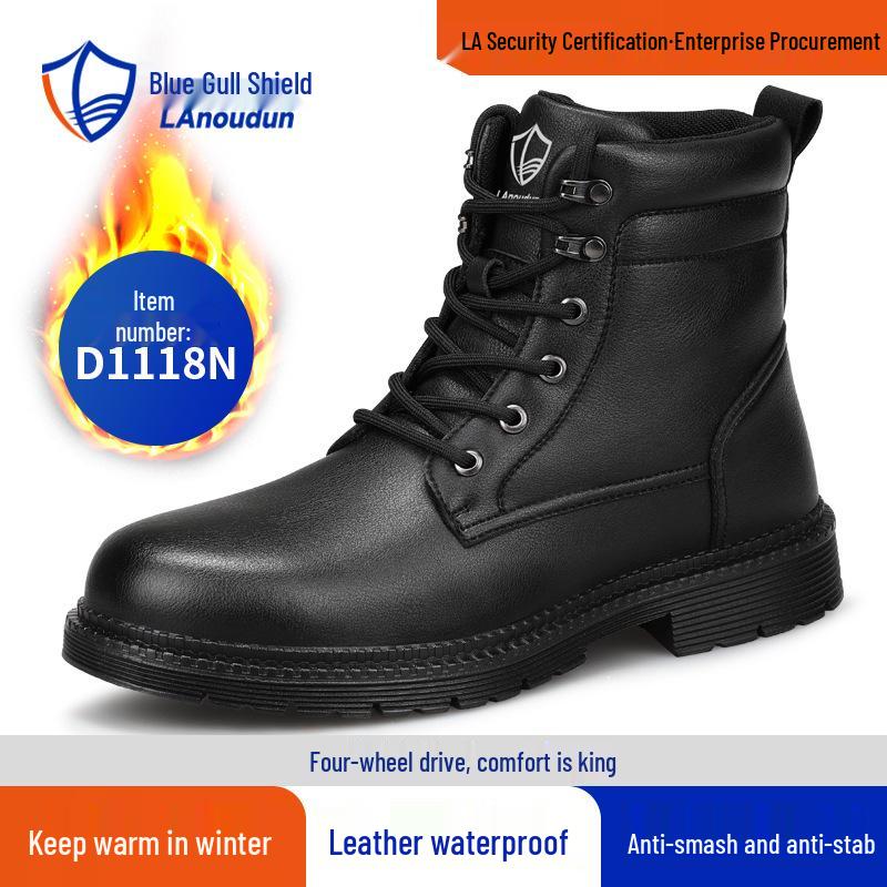 Men's Winter Safety Work Shoes - Blue Gull Shield, Anti-Smash, Anti-Puncture, Wear-Resistant, Plus Velvet Warm.