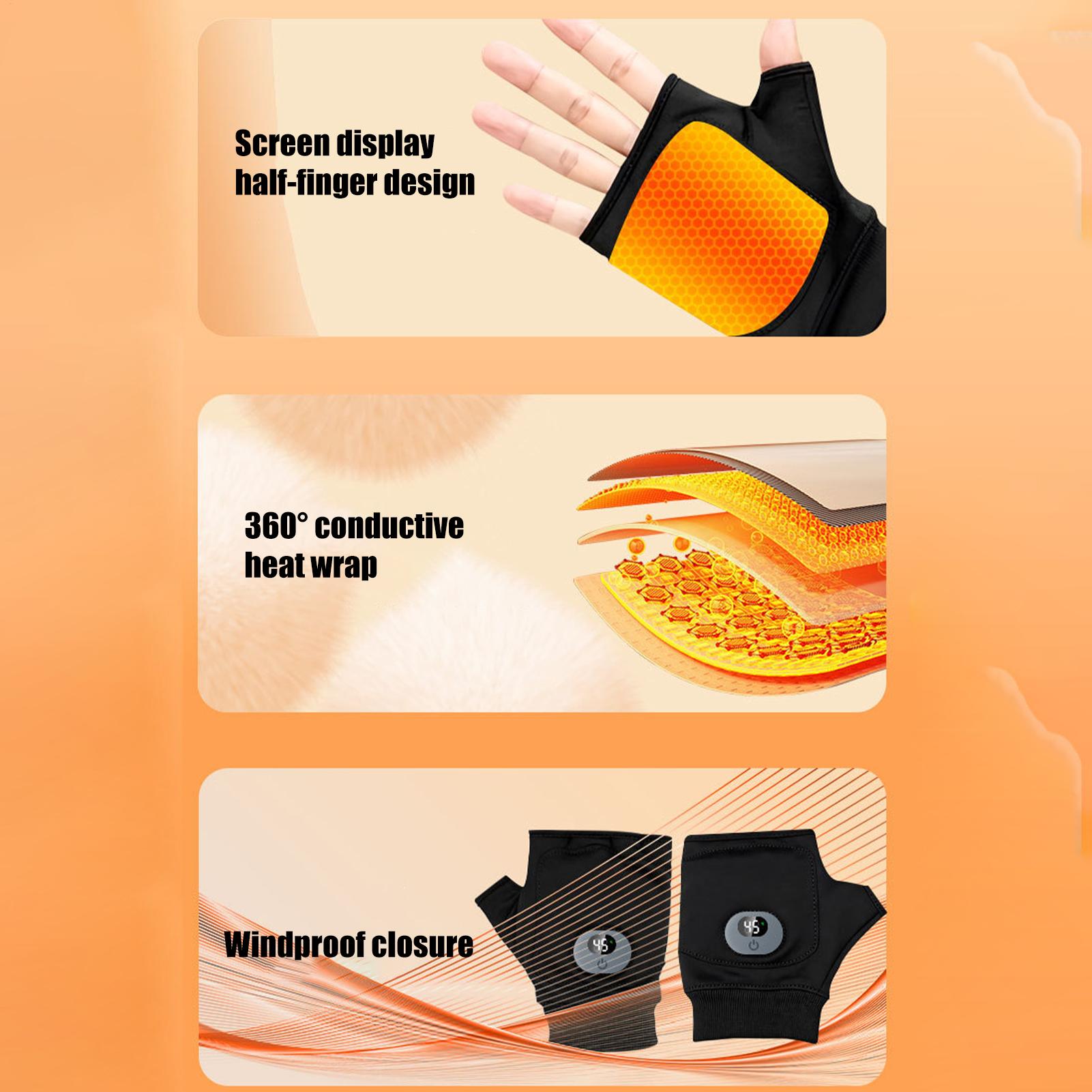 Heated Gloves 3-Temperature Control Rechargeable Hand Warmer Winter USB Heated Gloves for Winter Sports Outdoor Work Cycling CN